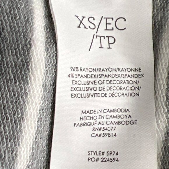 CABI Stripe Easy Dress Ruched Side Gray White Stripe Sleeveless Sz XS #5974 NWOT - Picture 5 of 5